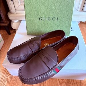 Gucci Men's Nappa Driving Web Loafers size 11